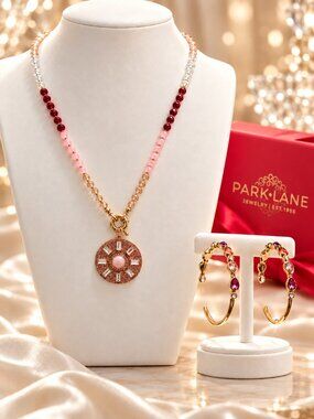 Park Lane Sparkle Box necklace matching hoop earrings